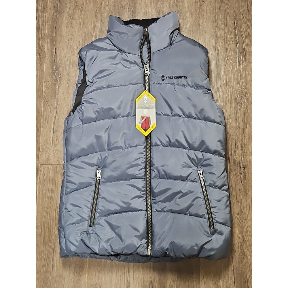 NWT Free Country Womens Ultra Fill Puffer Vest Charcoal Gray Size‎ Medium 1343